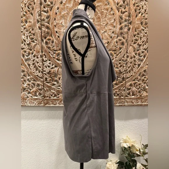 Joan Vass Faux Suede Gray Vest Cardigan- size S - Picture 6 of 10